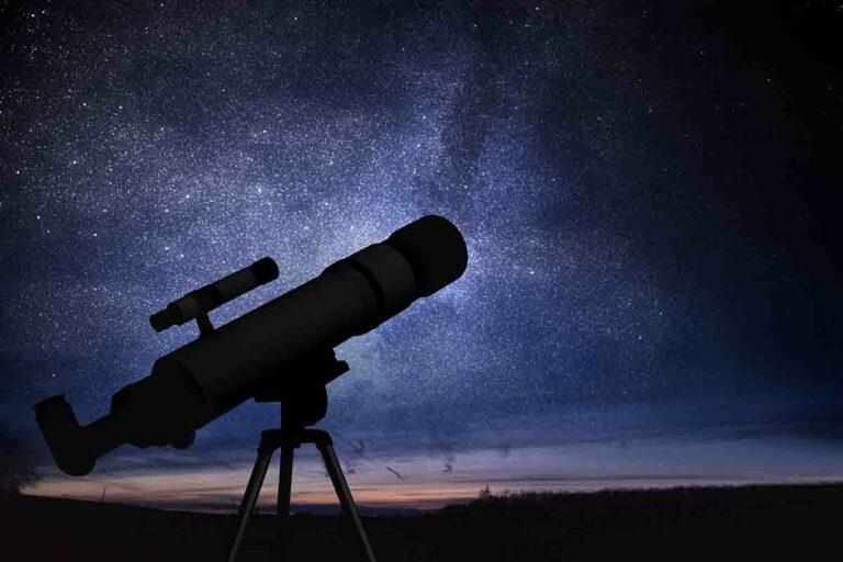 A telescope is set up to view the stars